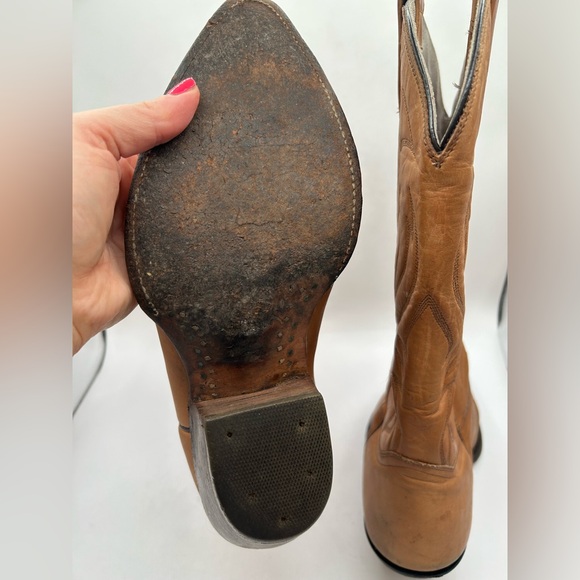 Mezcalero Tan Leather Cowgirl Cowboy Boots Men’s sz 9 Women’s Size 10 Western - Picture 11 of 13